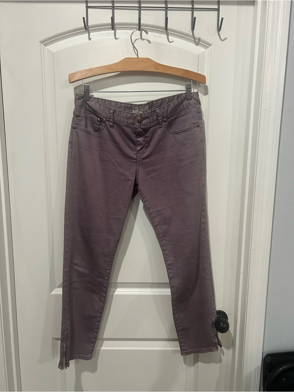 Free People Lavender Skinny Jeans with Ankle Slit/Zipper